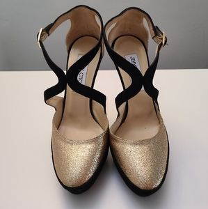 Jimmy Choo glitter and velvet pumps